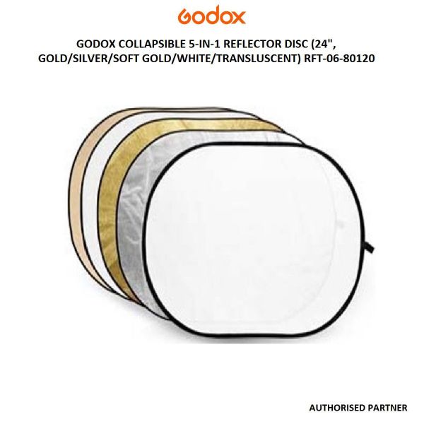 Picture of Godox Collapsible 5-In-1 Reflector Disc ( Gold/Silver/Soft Gold/White/Translucent) RFT-06-80120