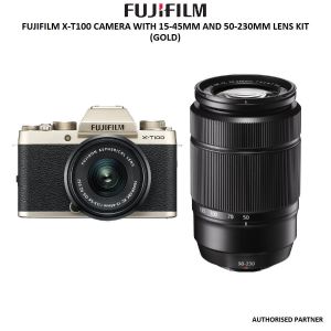Picture of FUJIFILM X-T100 Camera with 15-45mm and 50-230mm Lens Kit (Gold)