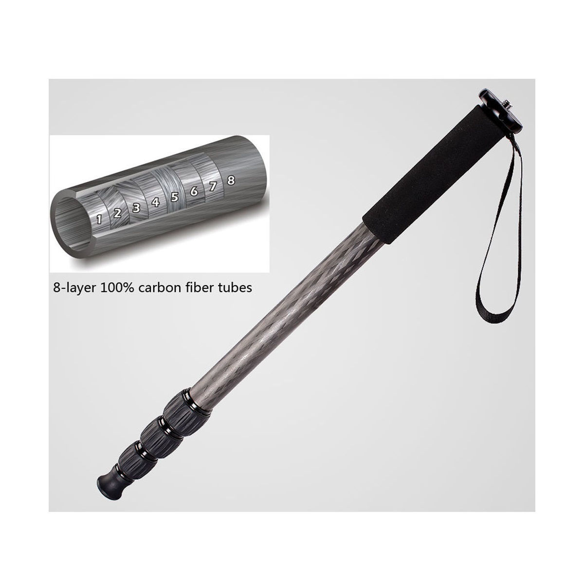 Leofoto MP-285C Carbon Fiber 5-Section Monopod With Carry Bag
