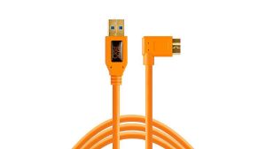 Picture of Tether Tools TetherPro USB Type-C Male to Micro-USB 3.0 Type B Male Cable (15', Orange, Right-Angle)