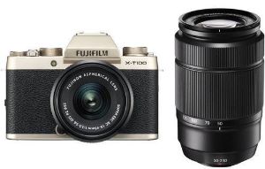 Picture of FUJIFILM X-T100 Camera with 15-45mm and 50-230mm Lens Kit (Champagne Gold)