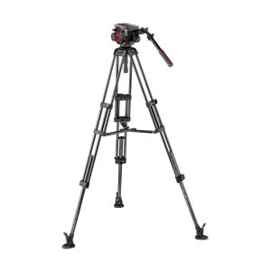 Picture of Manfrotto 504HD Head & Carbon Fiber Twin Leg Video Tripod Kit (100/75mm, Mid-Level Spreader)