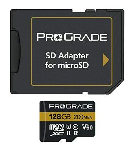 Picture of ProGrade Digital 128GB UHS-II microSDXC Memory Card with SD Adapter (Gold)