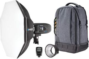 Picture of FJ400 Strobe 1-Light Backpack Kit with FJ-X2m Universal Wireless Trigger and Rapid Box Switch Octa-S