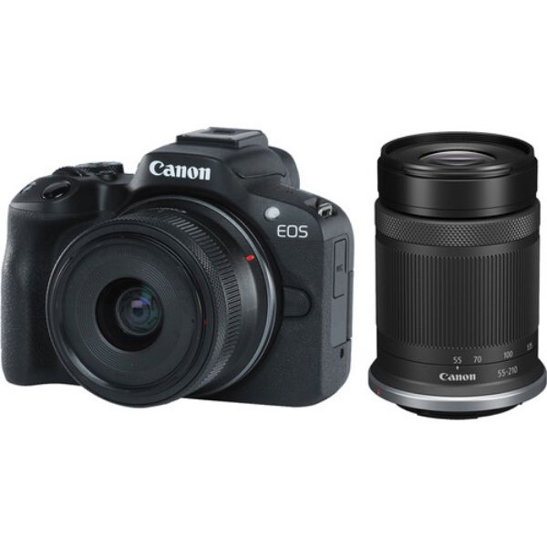 Picture of Canon EOS R50 Mirrorless Camera with 18-45mm and 55-210mm Lenses (Black)